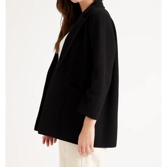 Quince NWT Organic Cotton Knit Blazer Sweater Cardigan Black XS - Picture 2 of 16